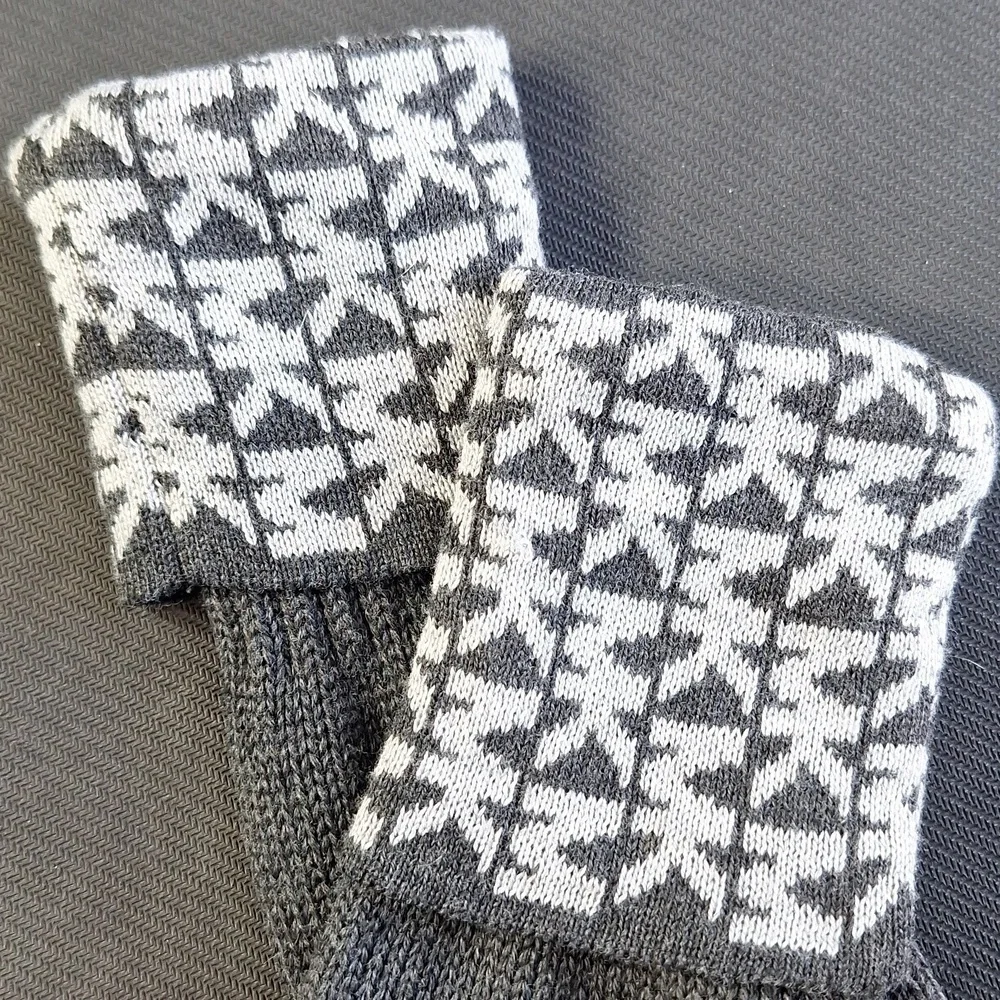 Michael Kors Knit Gloves Gray Logo Print Cuff